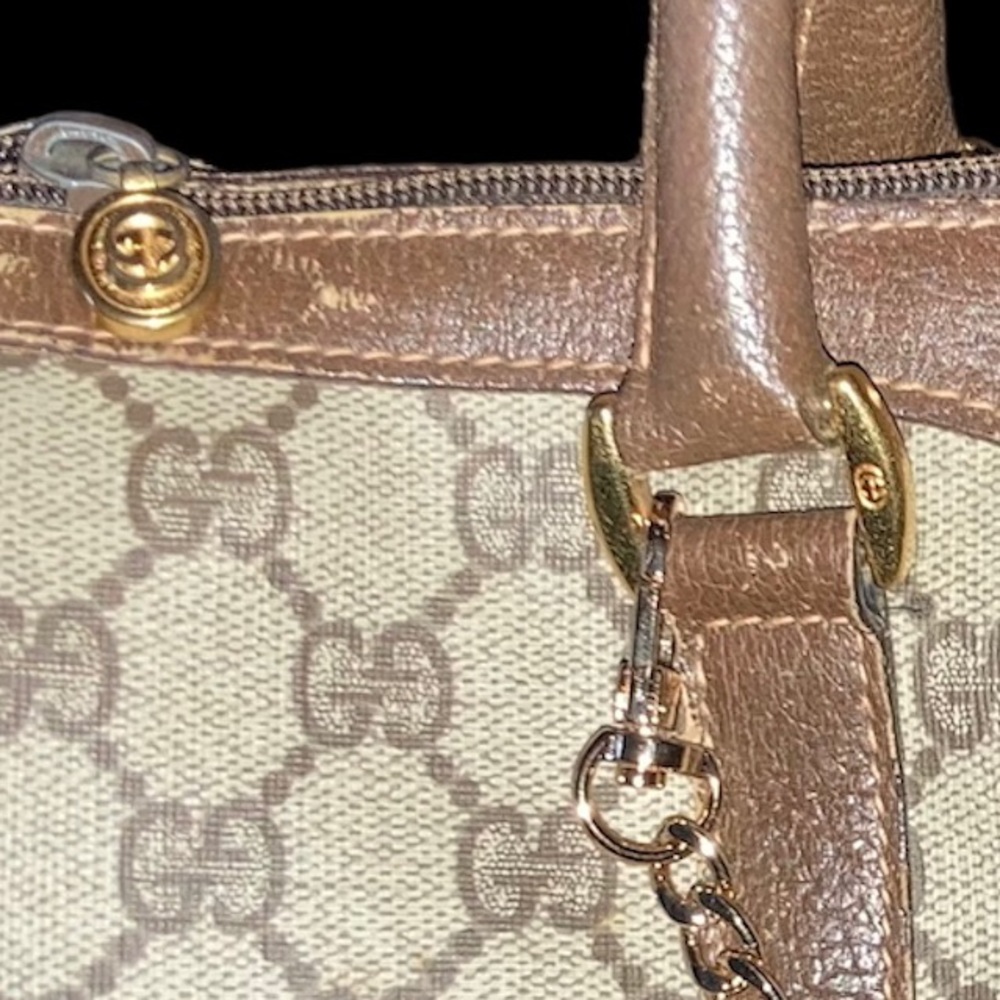 Gucci Brown Monogram Canvas Top-Handle Bag with Green-Red Web - Picture 7 of 11